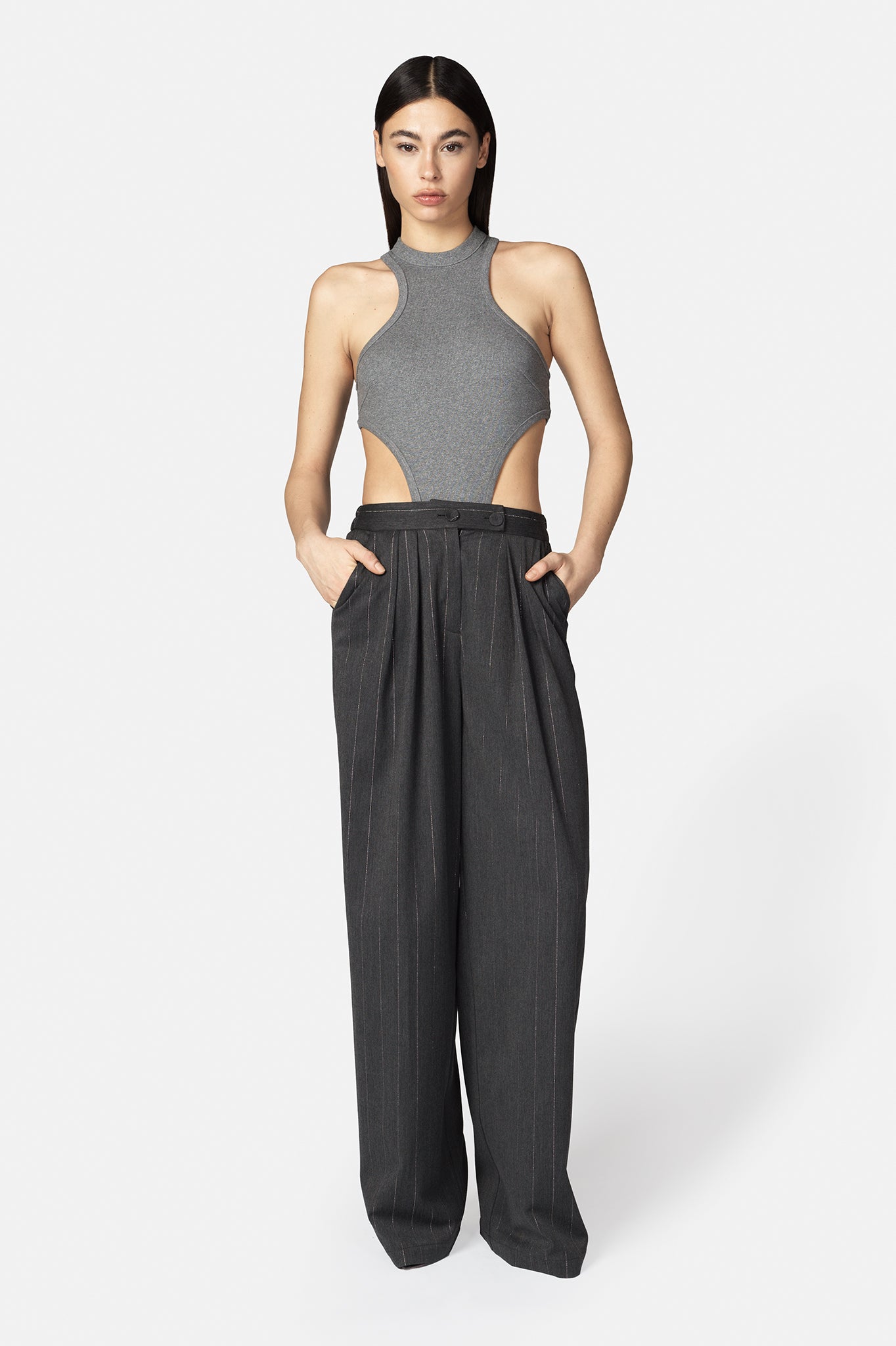 Pantalón Norma gris lurex