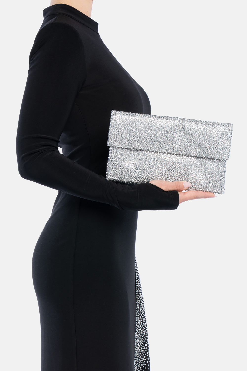 POCHETTE STRASS CARENA ARGENTO