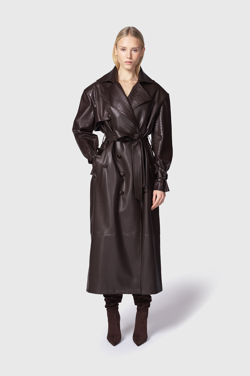 TRENCH LUNGO GIZEM MARRONE