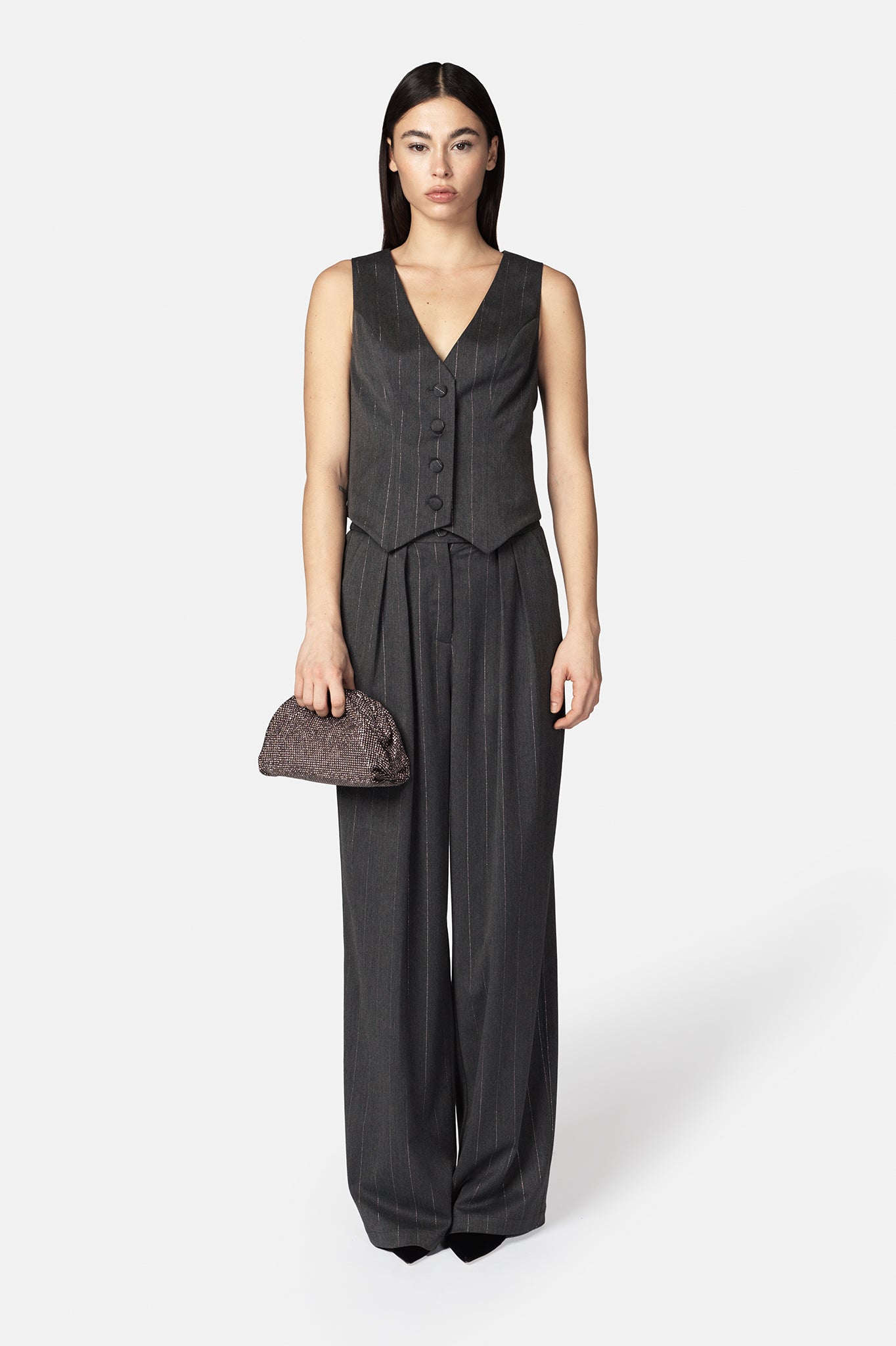 Chaleco Norma gris lurex