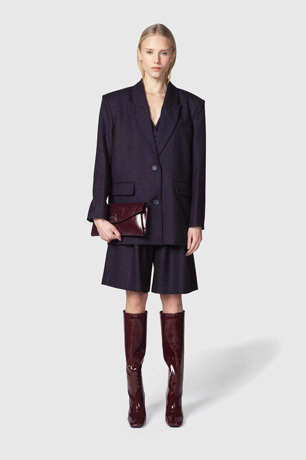 OLVIANE PANTALONI BLU BORDEAUX