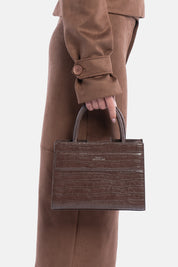 MINI TOTE BAG SERANE MARRONE CROCO