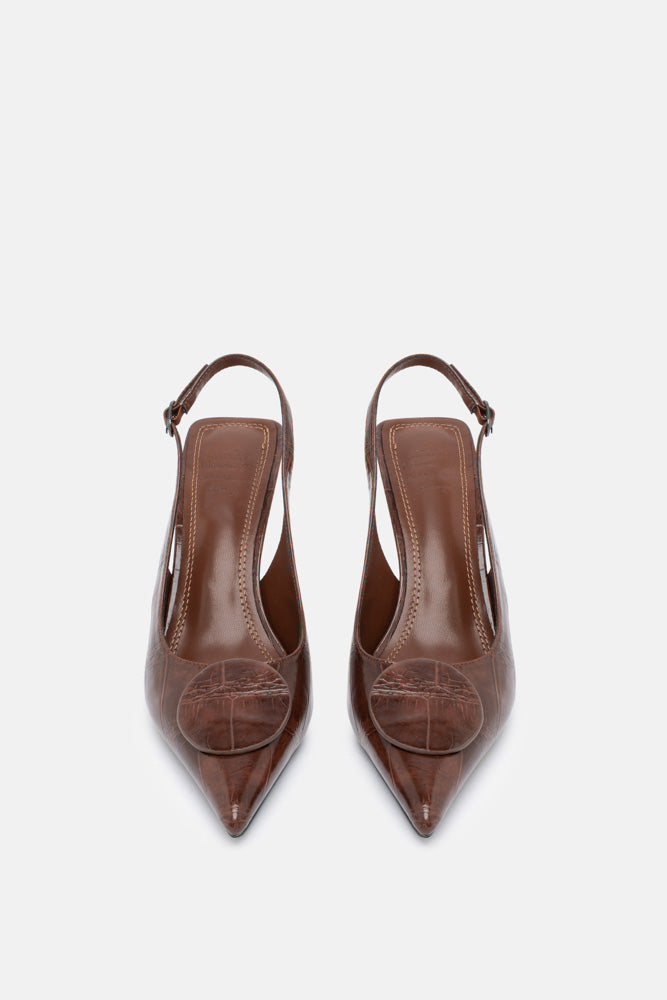 SLINGBACK VELVE MARRONE