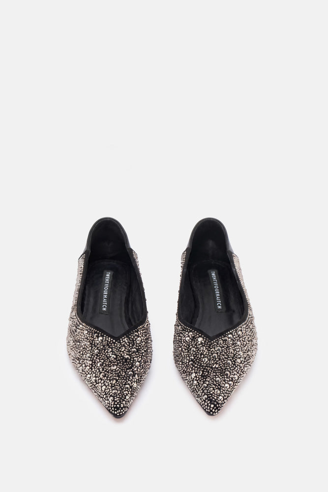 Celyne – ballerina nero argento | TWENTYFOURHAITCH – vista frontale