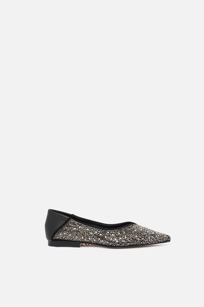 Celyne – ballerina nero argento | TWENTYFOURHAITCH – vista laterale