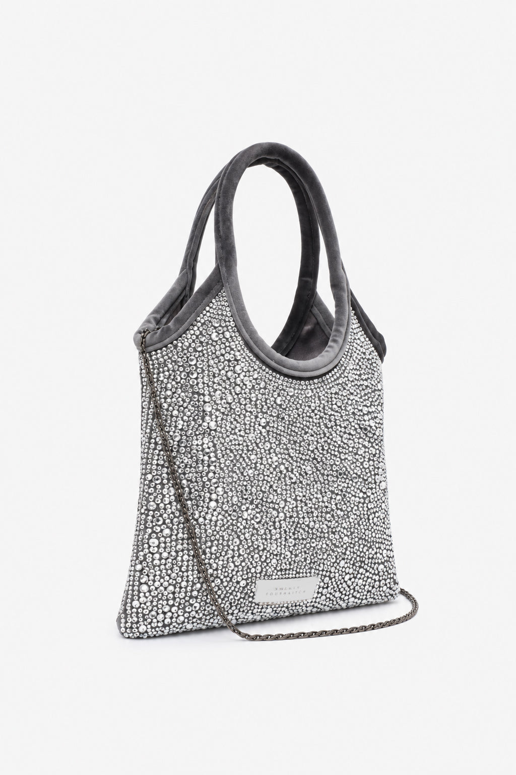 Borsa Nela Mini grigia TWENTYFOURHAITCH, vista tre quarti.
