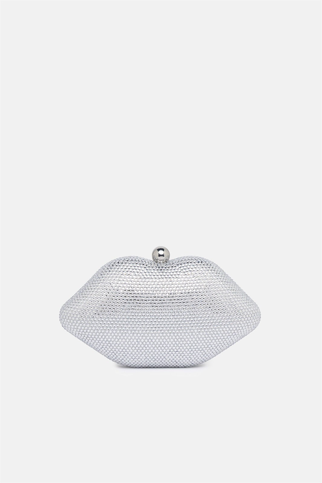 Ylenor – clutch a forma di bocca argento | TWENTYFOURHAITCH – vista frontale