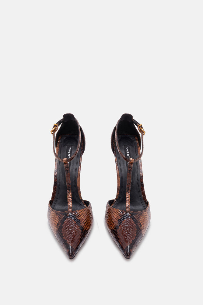 Emeris – décolleté brown snake | TWENTYFOURHAITCH – vista frontale