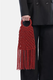 Maronti – handbag rossa | TWENTYFOURHAITCH – indossata dalla modella