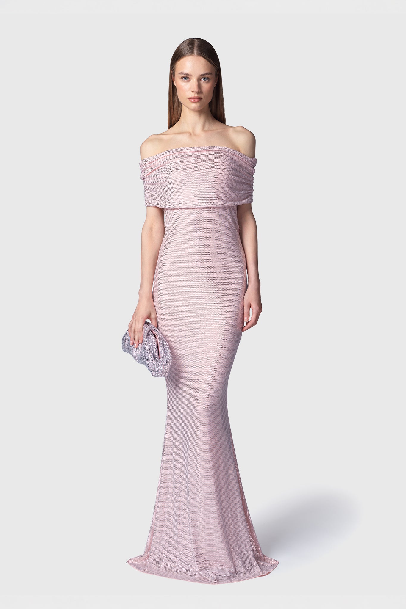 VESTIDO LARGO KEY NUDE PLATEADO
