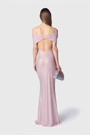 VESTIDO LARGO KEY NUDE PLATEADO