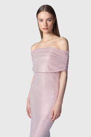 VESTIDO LARGO KEY NUDE PLATEADO