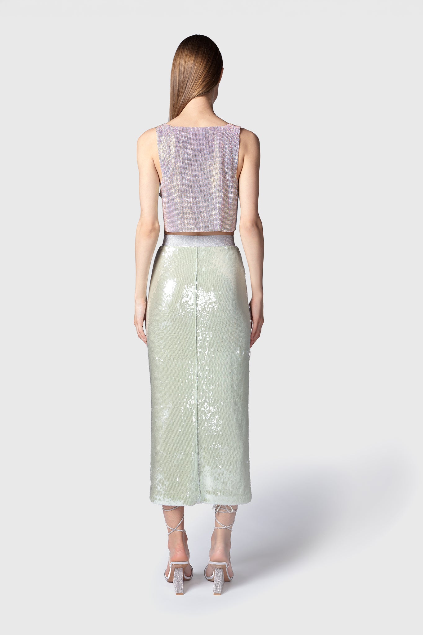 FALDA MIDI VERDE CLARO