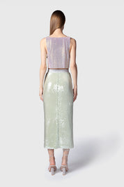 FALDA MIDI VERDE CLARO