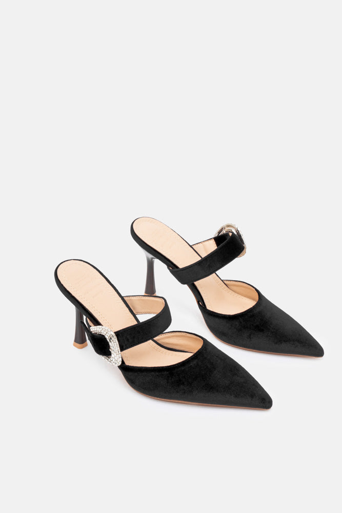 Muliphein – mule nero | TWENTYFOURHAITCH – vista tre quarti