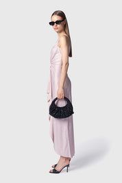 VESTIDO MIDI NAVAGIO ROSA EMPOLVADO PLATA