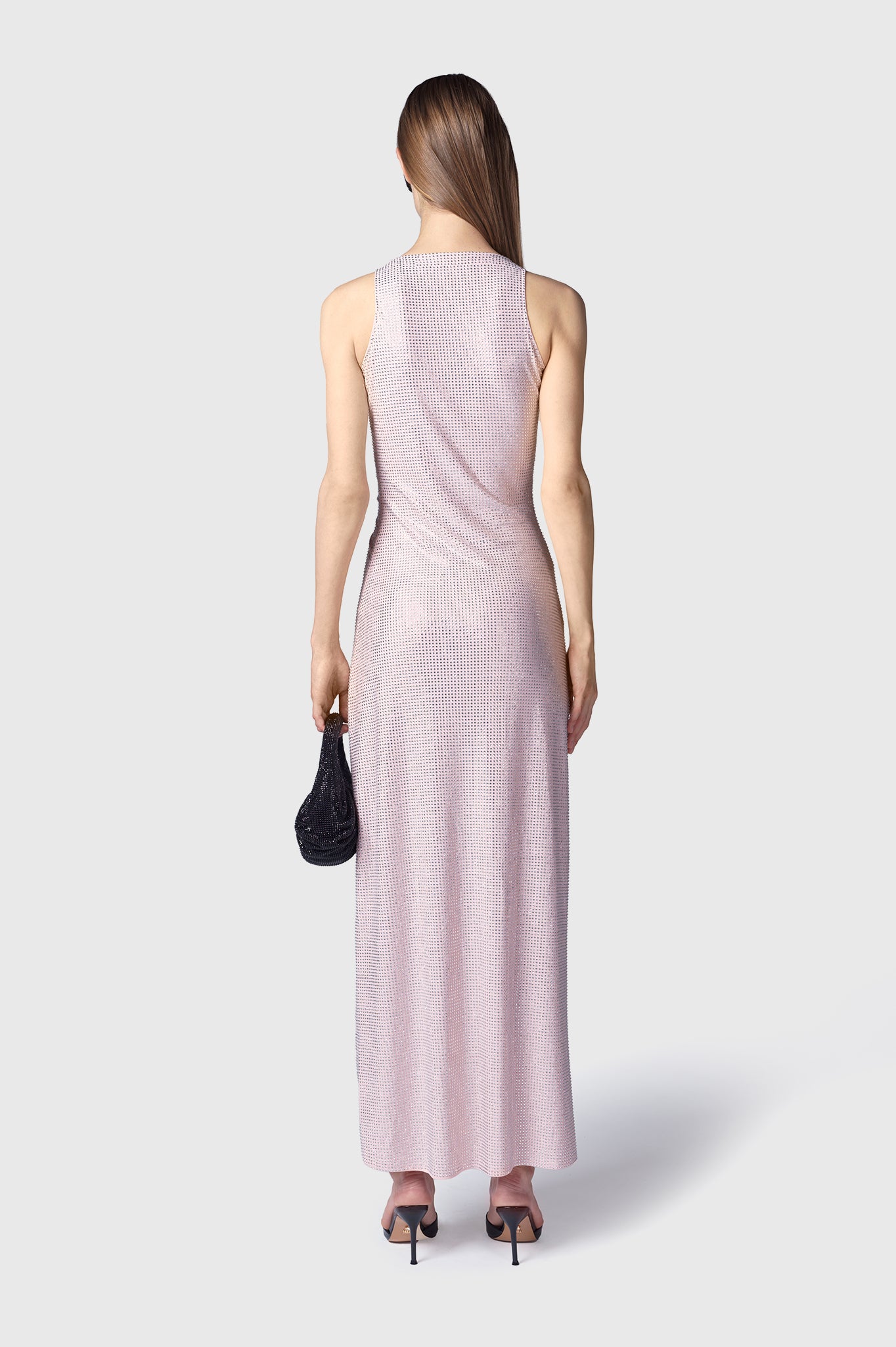 VESTIDO MIDI NAVAGIO ROSA EMPOLVADO PLATA