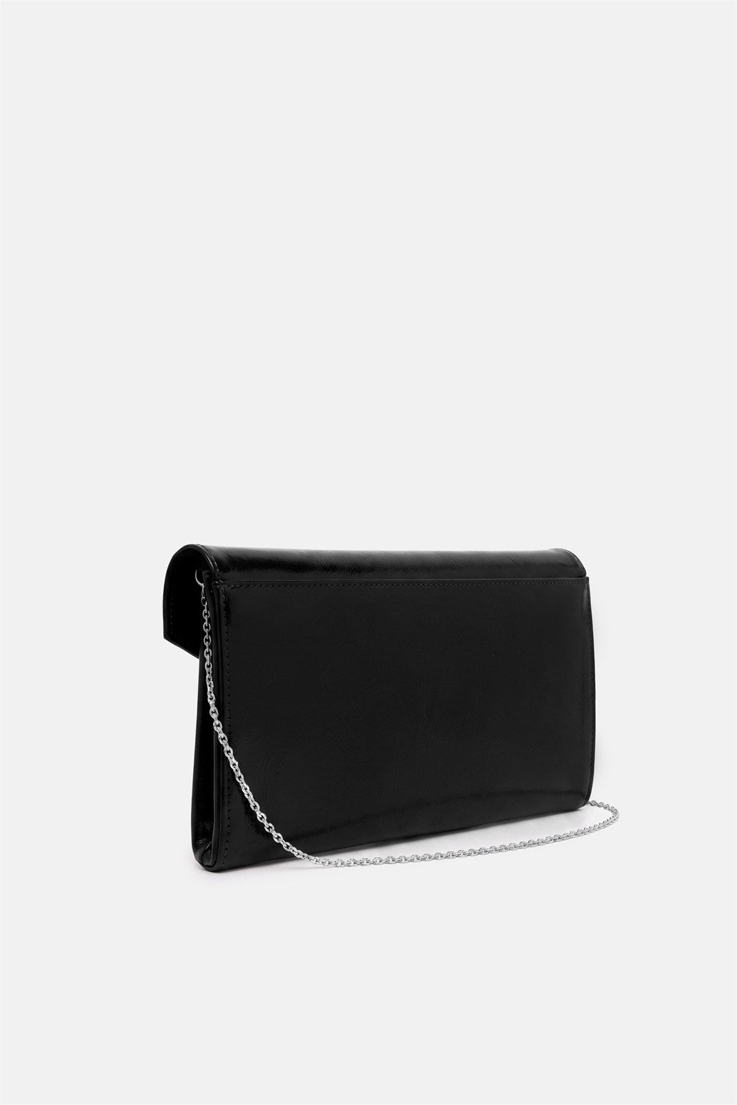 Larken – pochette nera in vernice | TWENTYFOURHAITCH – vista laterale