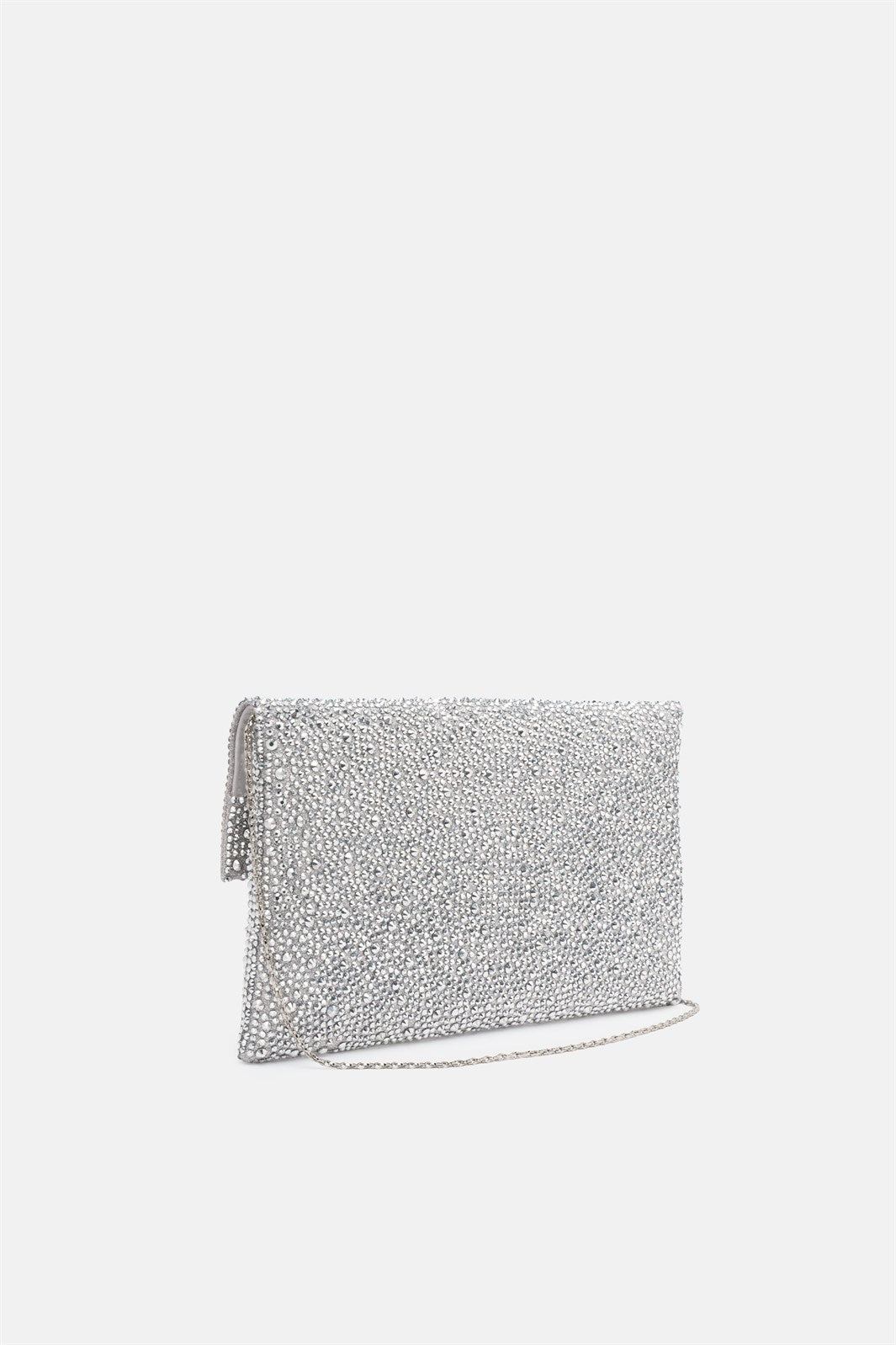 Carena – pochette strass argento | TWENTYFOURHAITCH – vista laterale