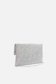 Carena – pochette strass argento | TWENTYFOURHAITCH – vista laterale
