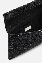 Carena – pochette strass nera | TWENTYFOURHAITCH – dettaglio