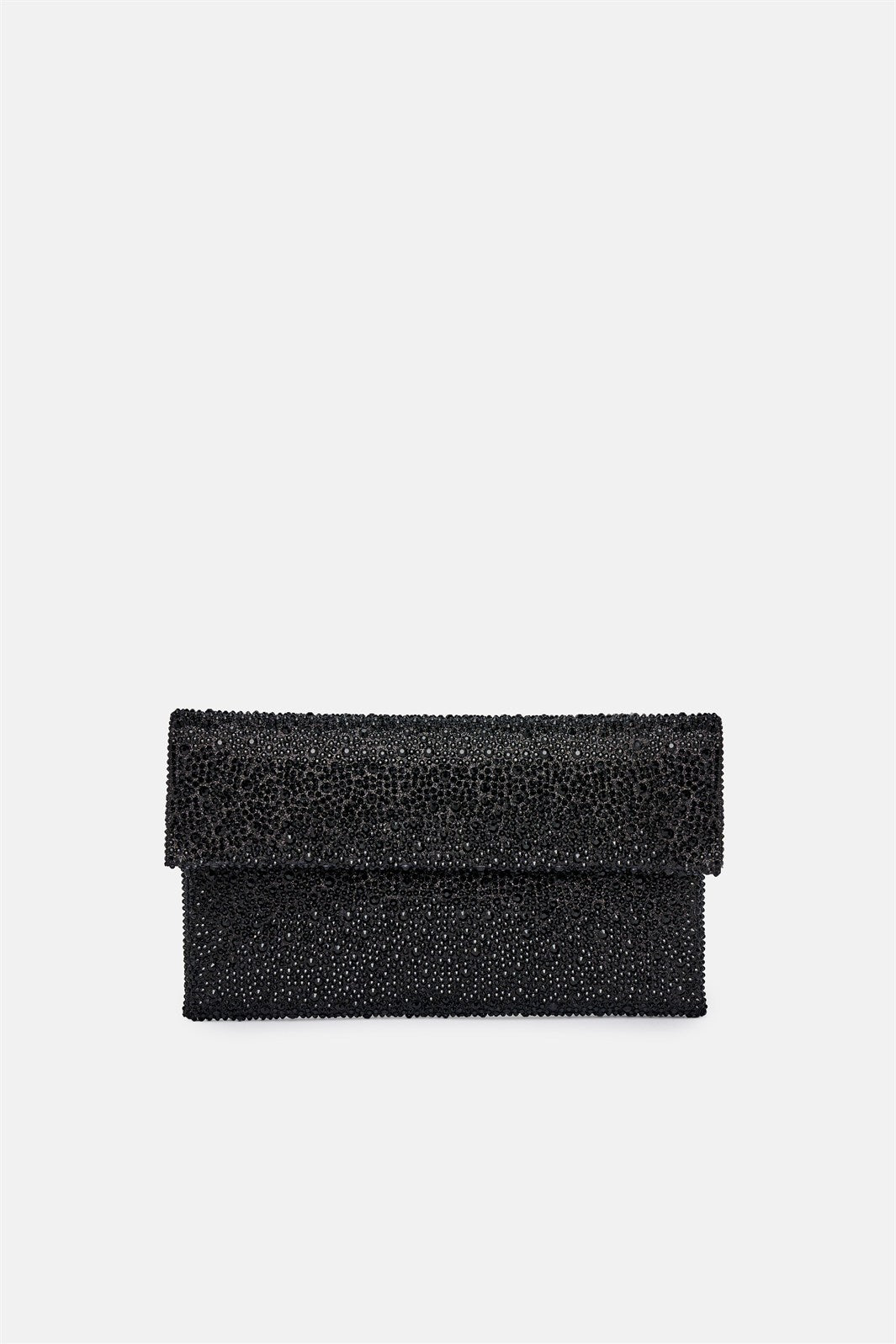 Carena – pochette strass nera | TWENTYFOURHAITCH – vista frontale