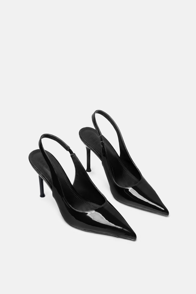 Ayora – slingback nera | TWENTYFOURHAITCH – vista tre quarti