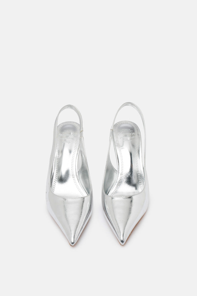 Malis – slingback argento | TWENTYFOURHAITCH – vista frontale