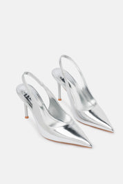 Malis – slingback argento | TWENTYFOURHAITCH – vista tre quarti