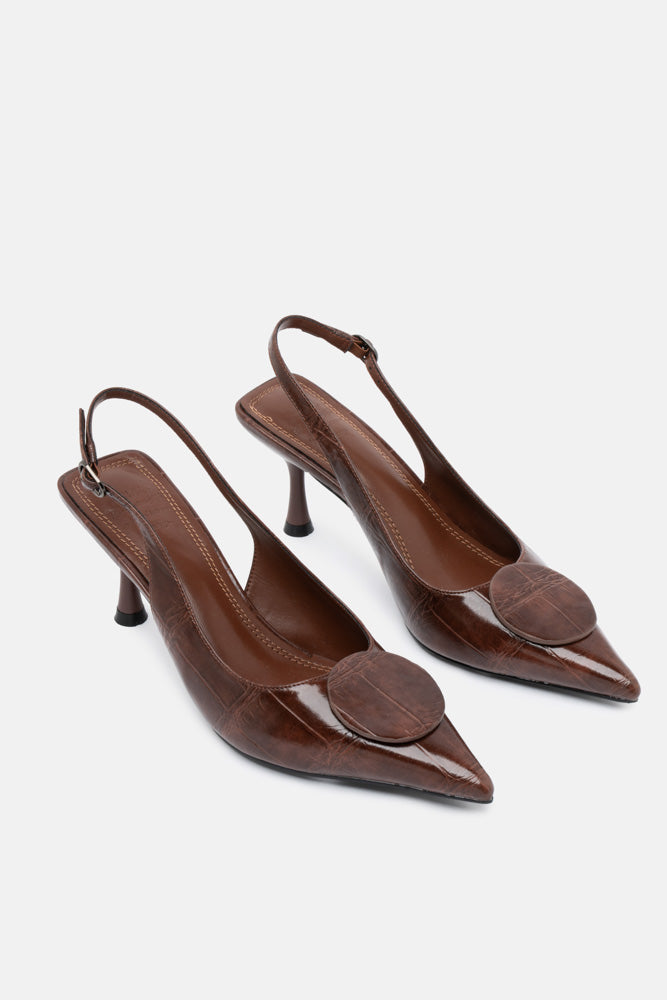 Velve – slingback marrone | TWENTYFOURHAITCH – vista tre quarti