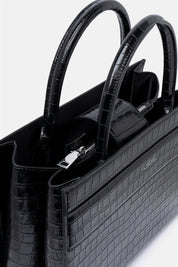Serane – tote bag nera croco | TWENTYFOURHAITCH – dettaglio